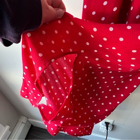 Peach Love California red and white poka dot spring summer dress maxi size small - Picture 8 of 13